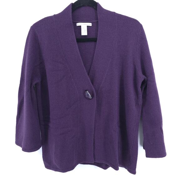 Sarah Spencer Lambswool Angora Quiet Lux Purple Mock Neck Flared Sleeve Cardi L - Picture 1 of 14